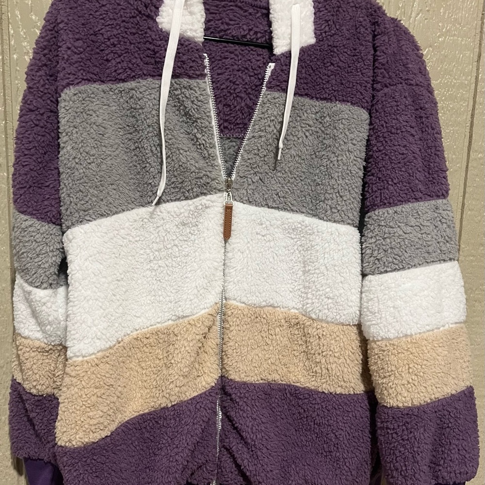 Colorblock Sherpa Zip-Up Jacket